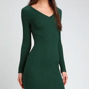 NWT "See Your Smile" Forest Green Ribbed Bodycon Midi Dress Size Small
